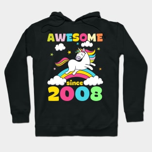 Cute Awesome Unicorn Since 2008 Funny Gift Hoodie